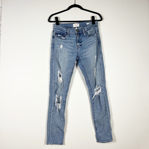 Frame Women's Le Garcon Cotton Stretch Denim Beldon Rips Distressed Jeans 26 - Picture 1 of 5